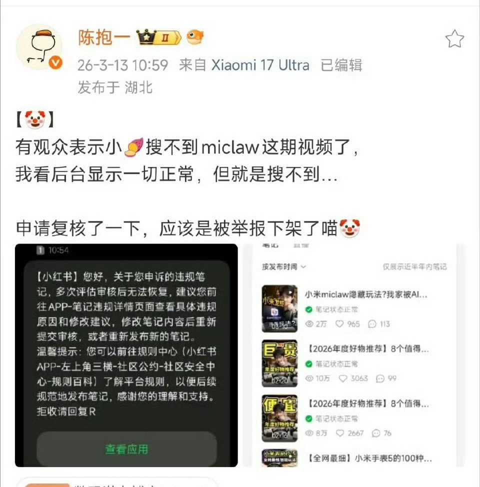 我绞尽脑汁半天搞不懂小米出了一个小米miclaw，up主了个使用视频结果这个视频