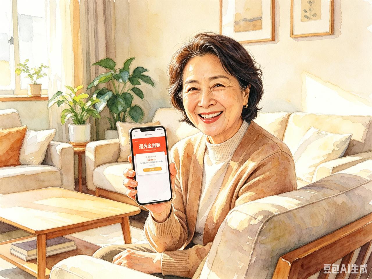 我的退休金终于到账了。1564元，哗啦哗啦，在我千呼万唤中，终于到了我的卡上。