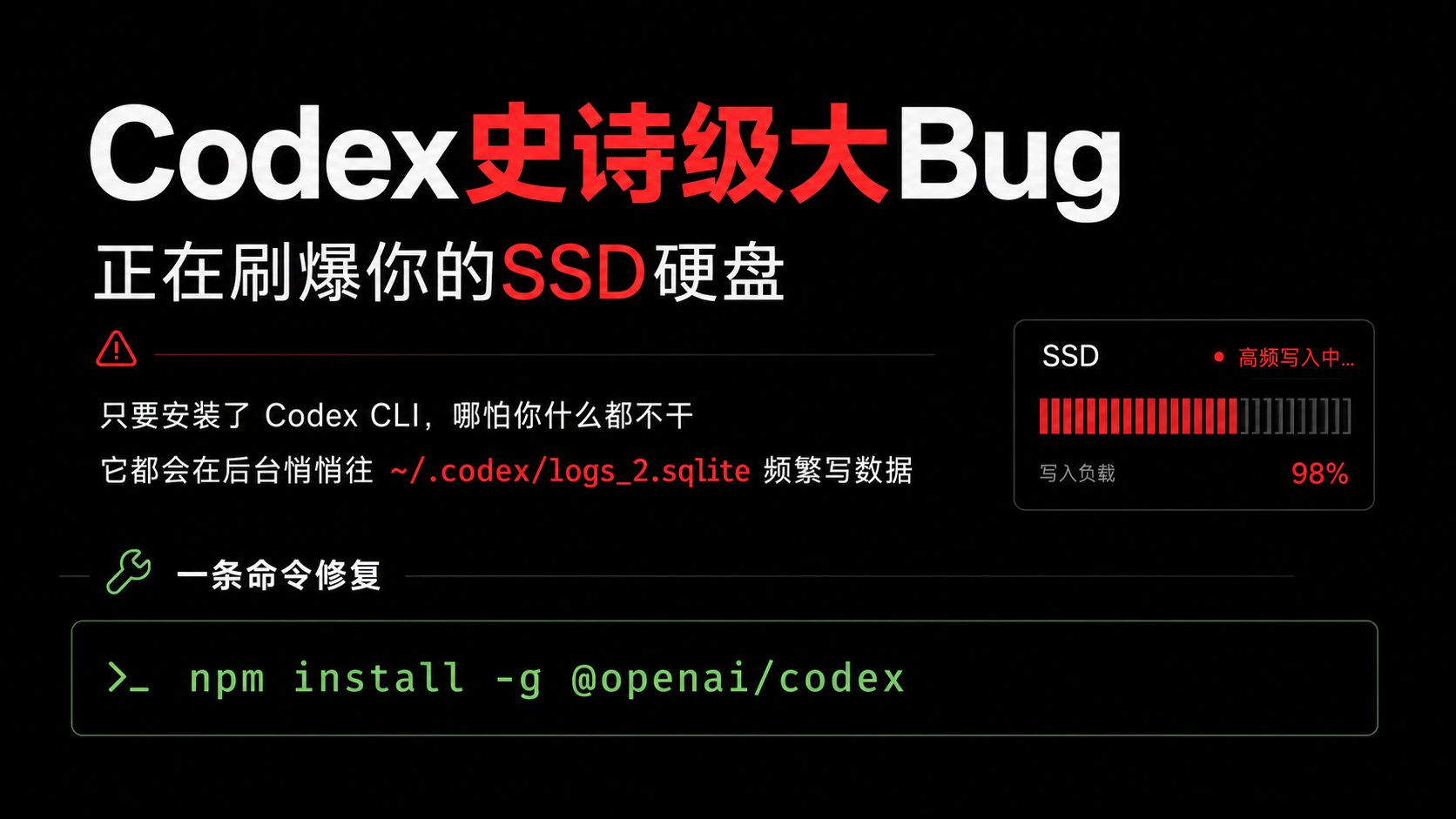 本来，codex因为软件bug刷爆个ssd其实根本就不算什么大事。。。