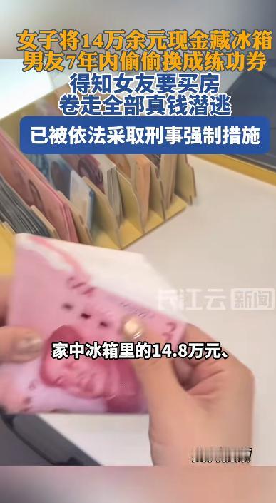 5月9日报道，辽宁，女子将14.8万现金藏进冰箱，和男友同居七年毫无戒心。可就在