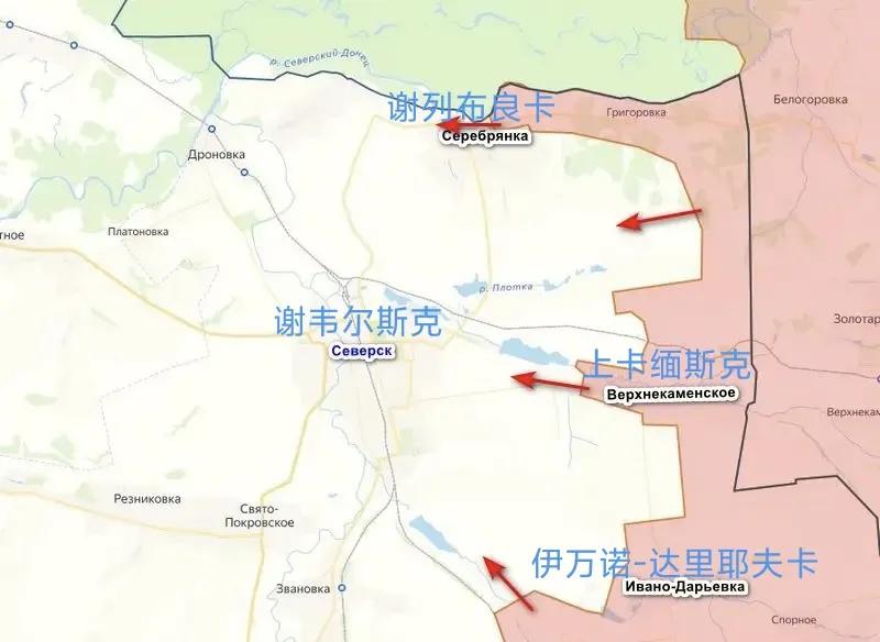 俄军南部集群对谢韦尔斯克不断加强攻击，已成半包围之势。由于谢韦尔斯克关系着西北方