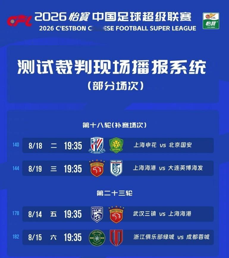 对标美加墨世界杯啊。刚刚中足联发文，表示2026中超第23轮部+第18轮补赛