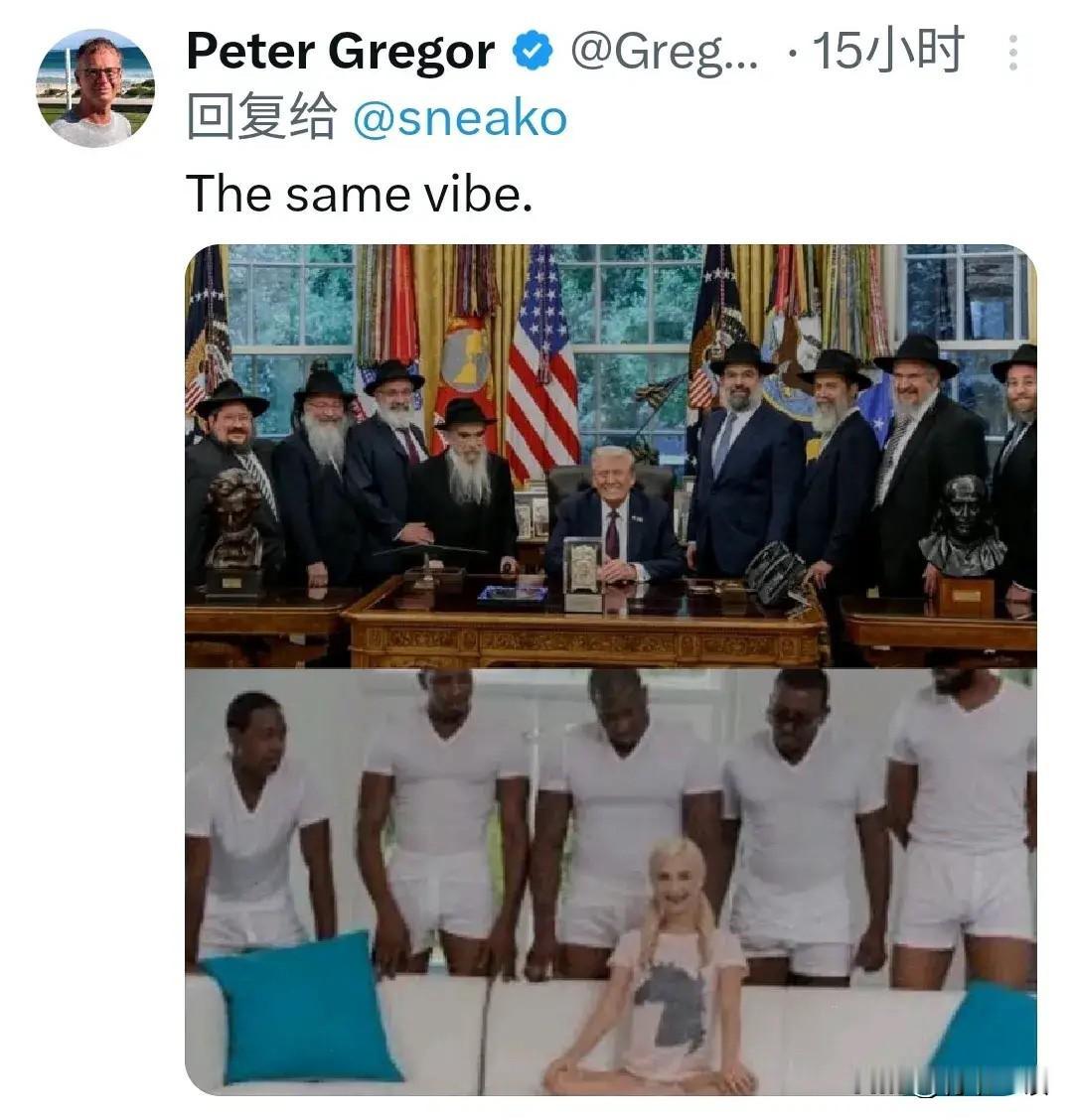 老外也是很幽默的，这两张图拼在一起，是有什么说法还是什么梗？图二到底是什么影片