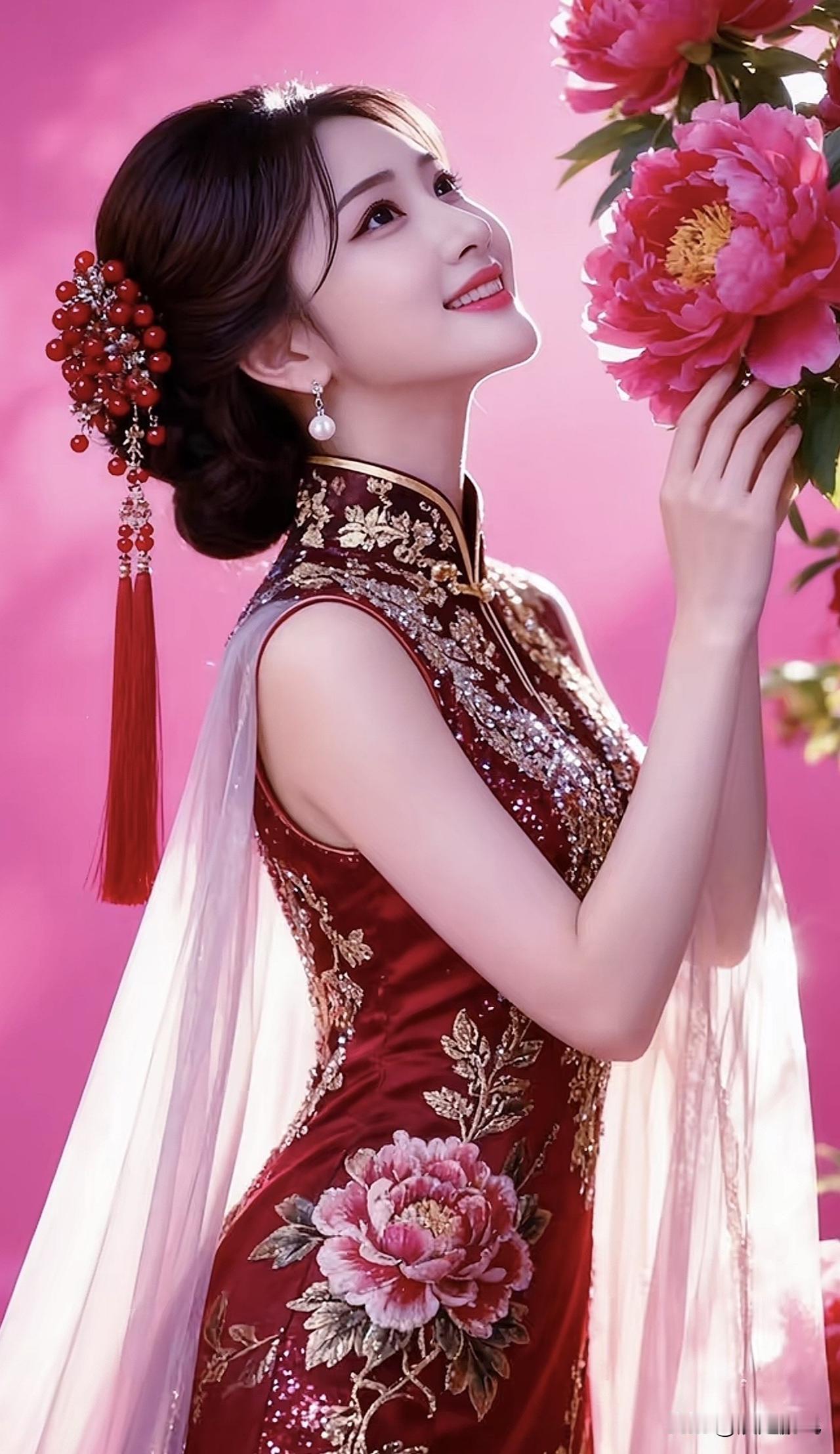 优雅旗袍，惊艳时光，花中仙子，古典韵味减龄中式旗袍国风范中式旗袍旗袍国风旗袍