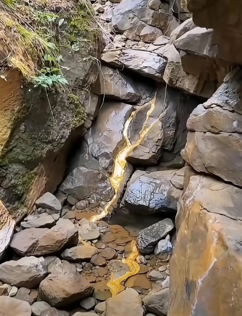 爬山的时候看见的石头，金灿灿的真好看。