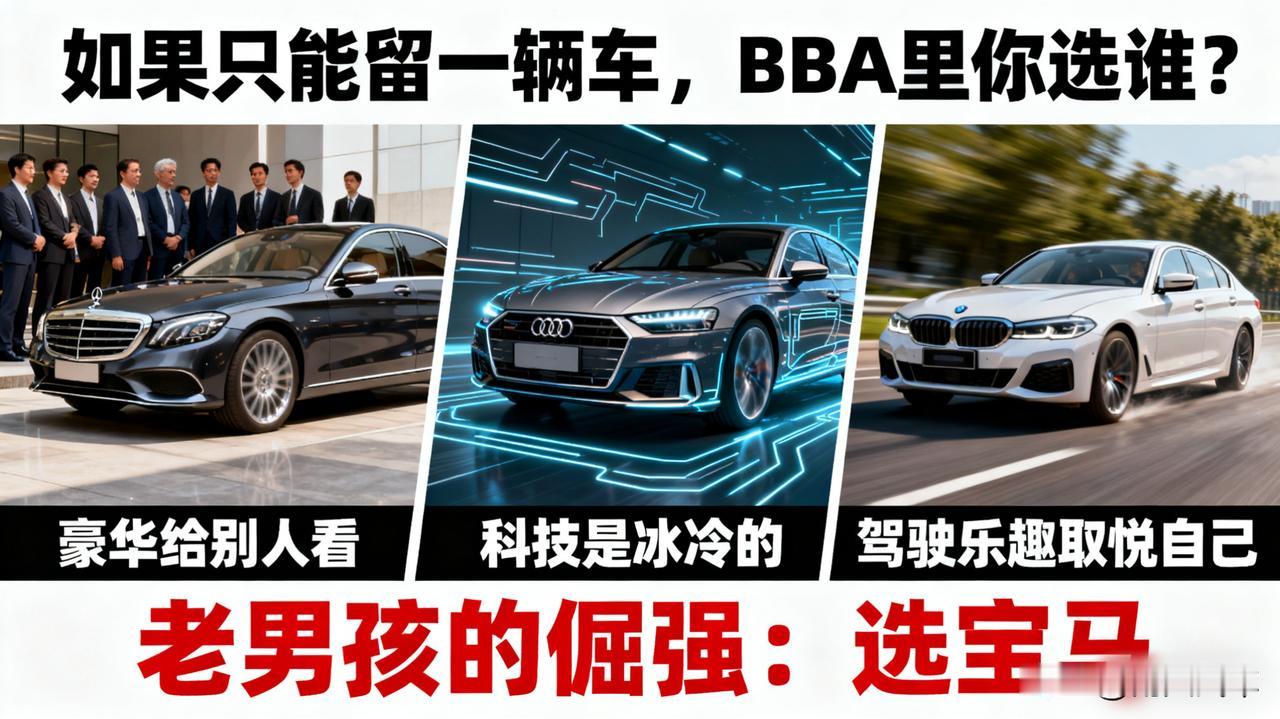 如果只能留一辆车，BBA里你选谁？我选宝马。奔驰的豪华是给别人看的，奥迪的科