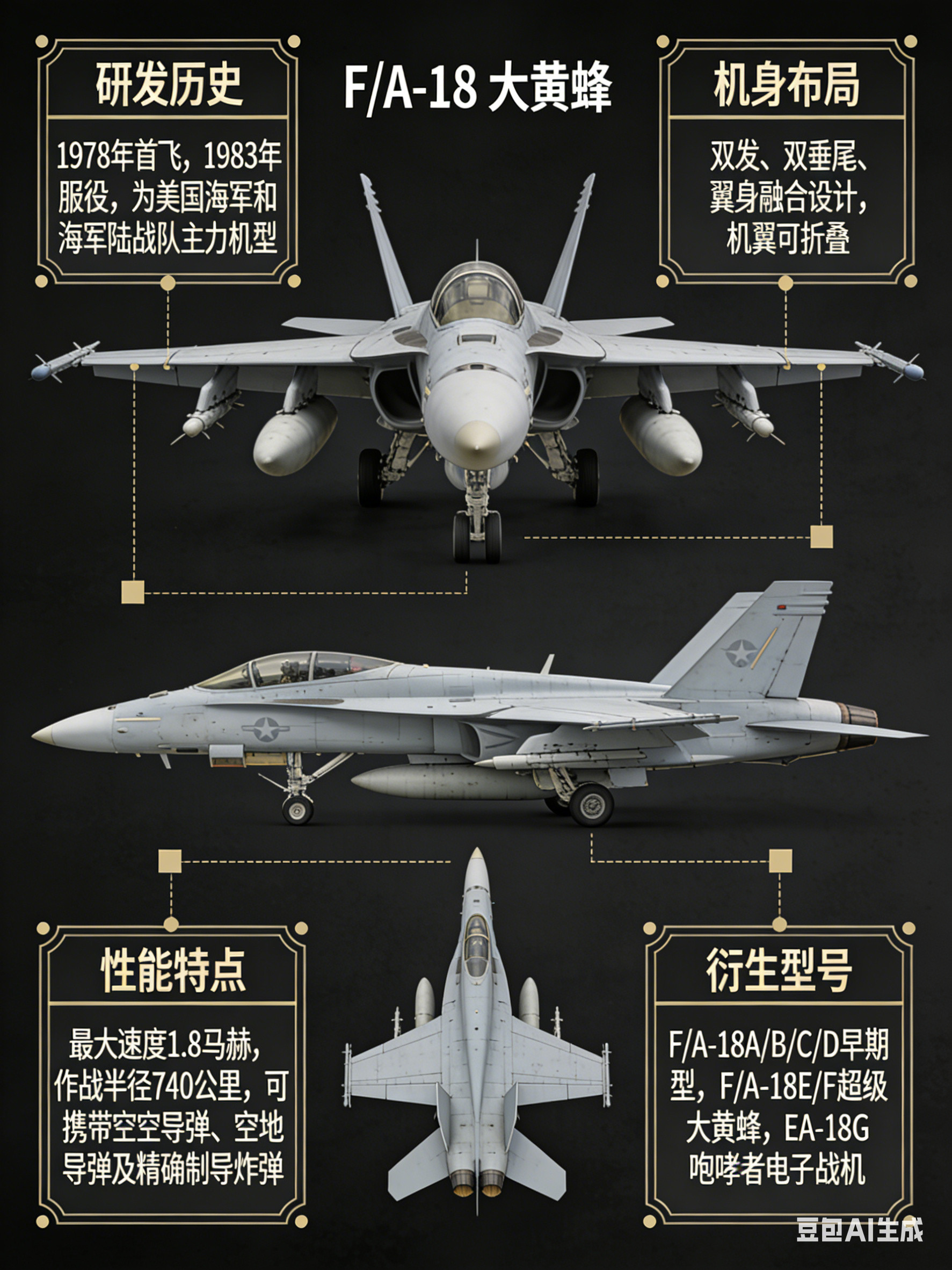 军事ai新视野美国F/A-18“大黄蜂”战斗/攻击机F/A-18“大黄蜂”（