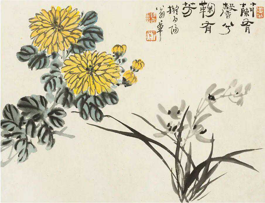 陈半丁仿古杂卉册。陈半丁(1876-1970)，名年，一作半叟，字静山、静庐，