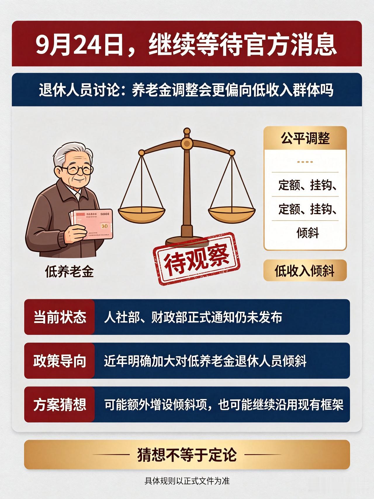 9月24日，人社部与财政部正式公布关于2026年调整退休人员基本养老金的通知文件