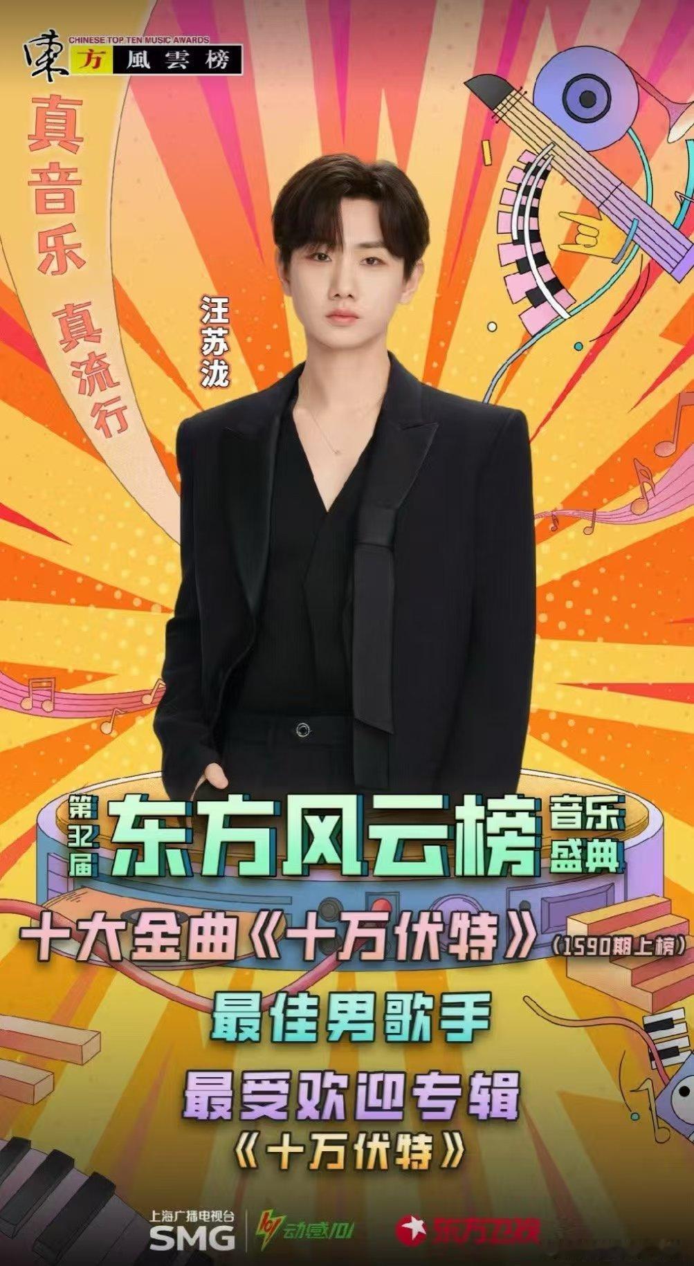 汪苏泷两天获7个奖项两天七个奖项，是实力加冕，更是热爱回响！在TMEA腾讯音乐娱