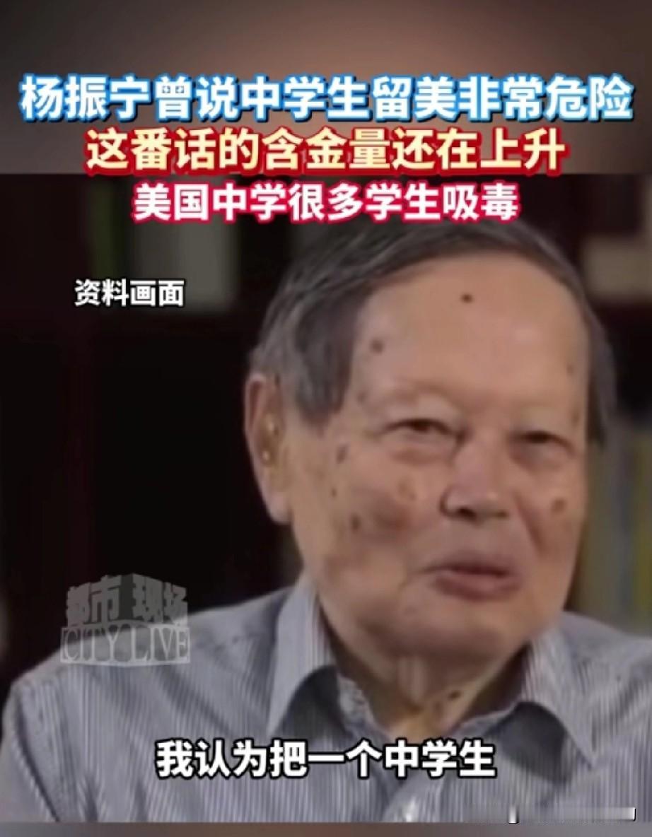 杨振宁当年说“中学生送到美国去接受教育非常危险”，那会儿很多人还不当回事，现在这