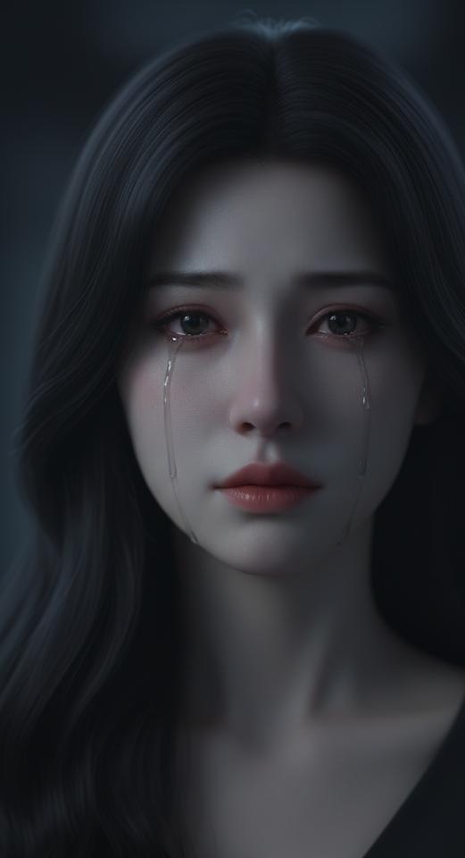 泪如雨下的悲伤，触动心弦的瞬间。