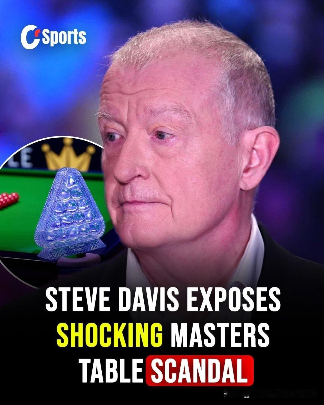 大师赛争议：史蒂夫·戴维斯不满！史蒂夫·戴维斯对本届亚历山德拉宫大师赛的球台