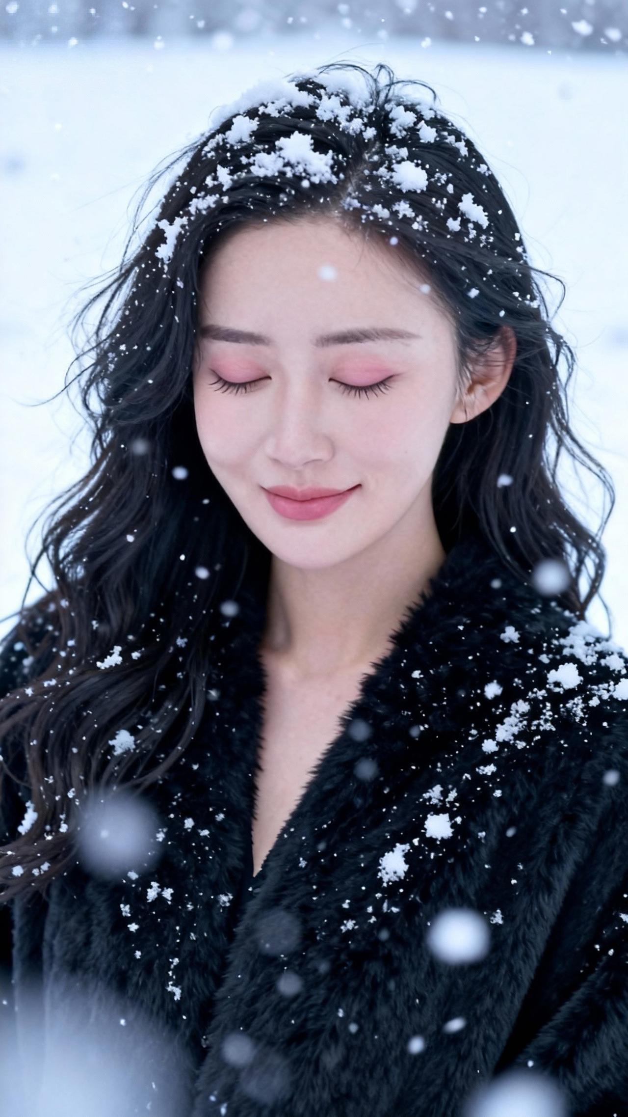 哇，好有意境的冰雪美女