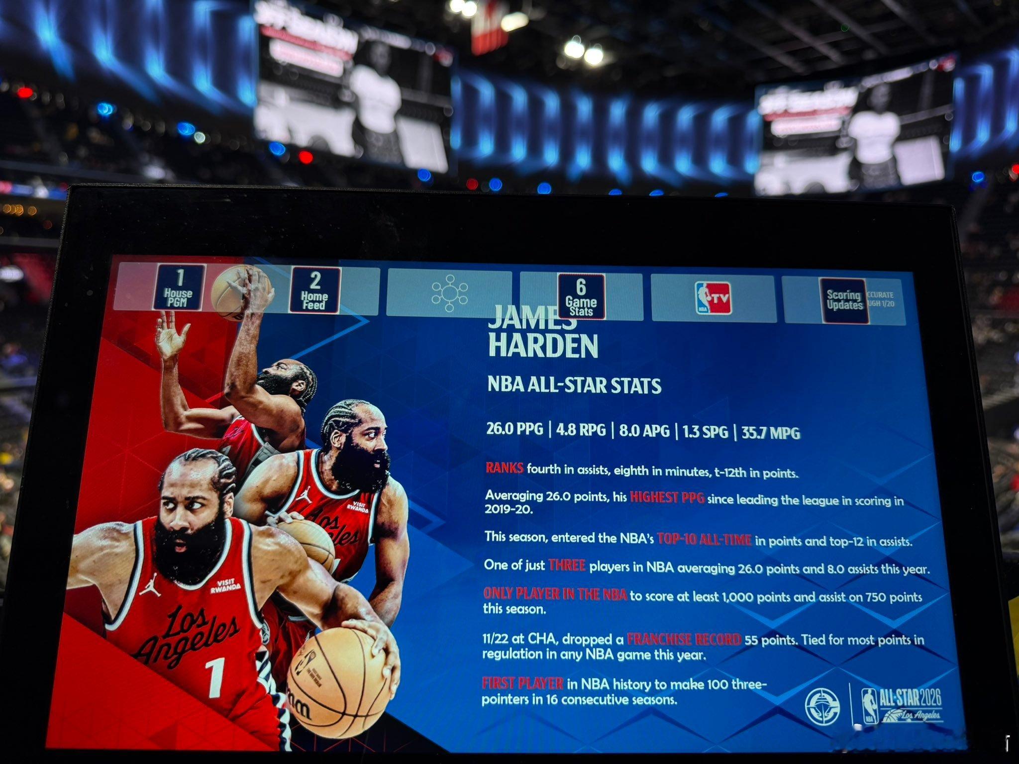 快船官方在现场为哈登拉票！26.0分|4.8篮板|8.0助攻|