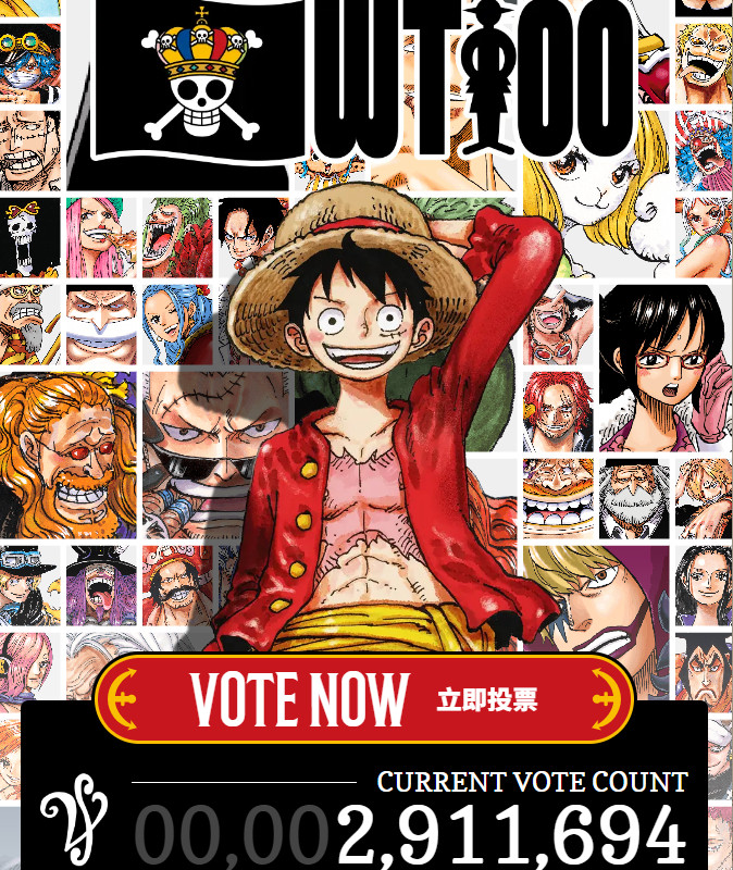 海贼王海贼王投票次数即将达到300万啦