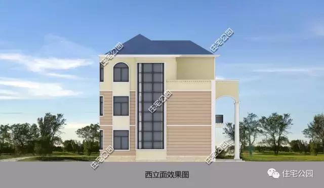农村欧式别墅15x12米, 堂屋客厅,双厨房餐厅