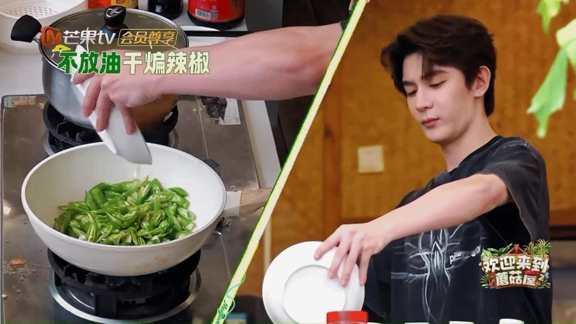 夏之光厨房主理人夏主厨的厨艺实力藏不住了！辣椒蒜瓣干煸出灵魂香气，肉片翻炒火候