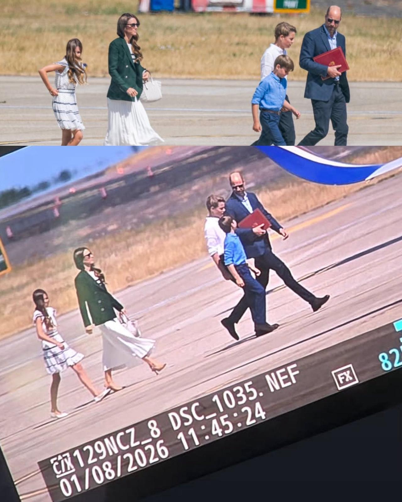 威廉凯特一家五口前往英联邦运动会前的路透照📷~威廉王储和凯特王妃一家五口整