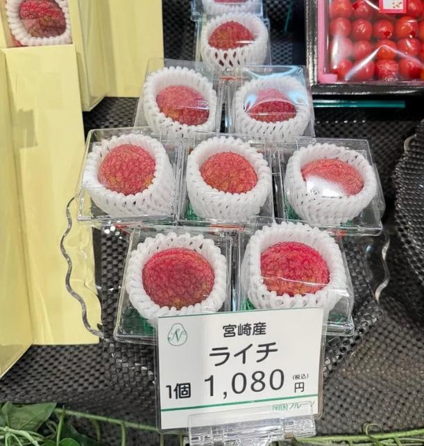 一个荔枝在日本卖1080日元的天价！折算成人民币，一个荔枝要45元人民币，请