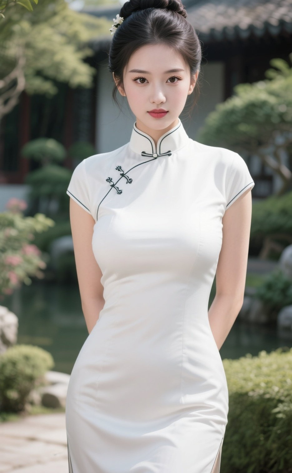 清纯美眉旗袍摇曳，一颦一笑皆是诗画