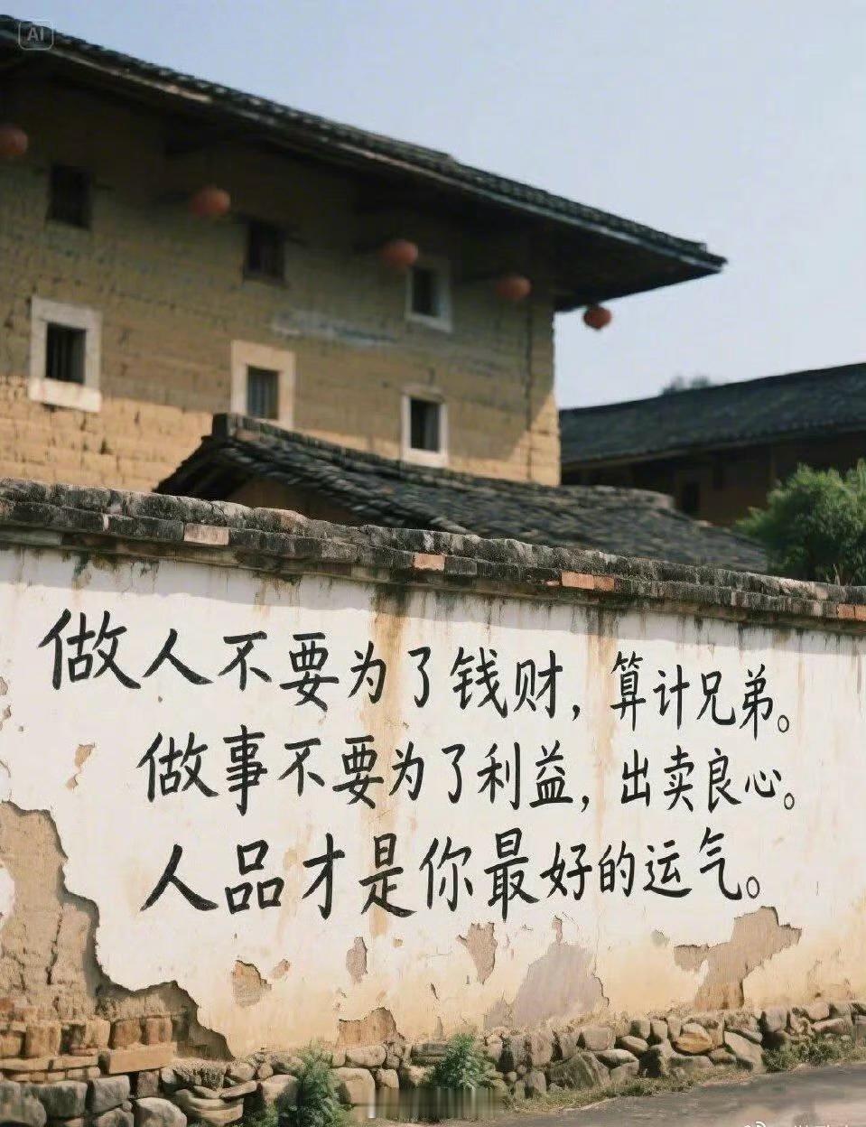 做人不要为了钱财，算计兄弟。做事不要为了利益，出卖良心。人品才是你最好的运气。