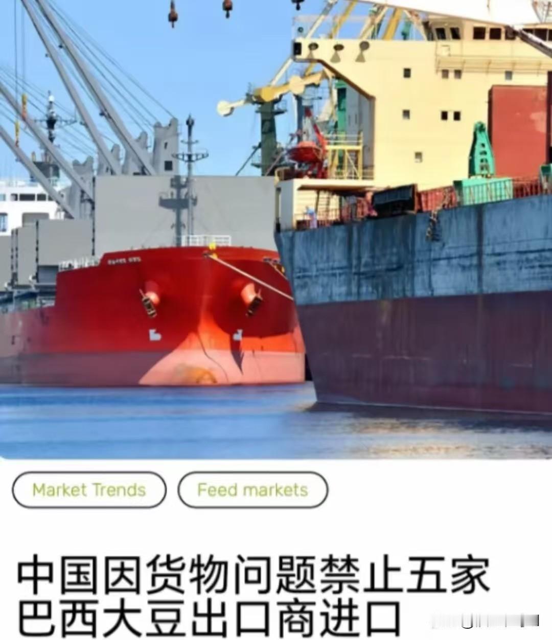 巴西大豆又栽在农药残留上，这回中国海关直接扣了6.9万吨货。帕拉纳瓜港现