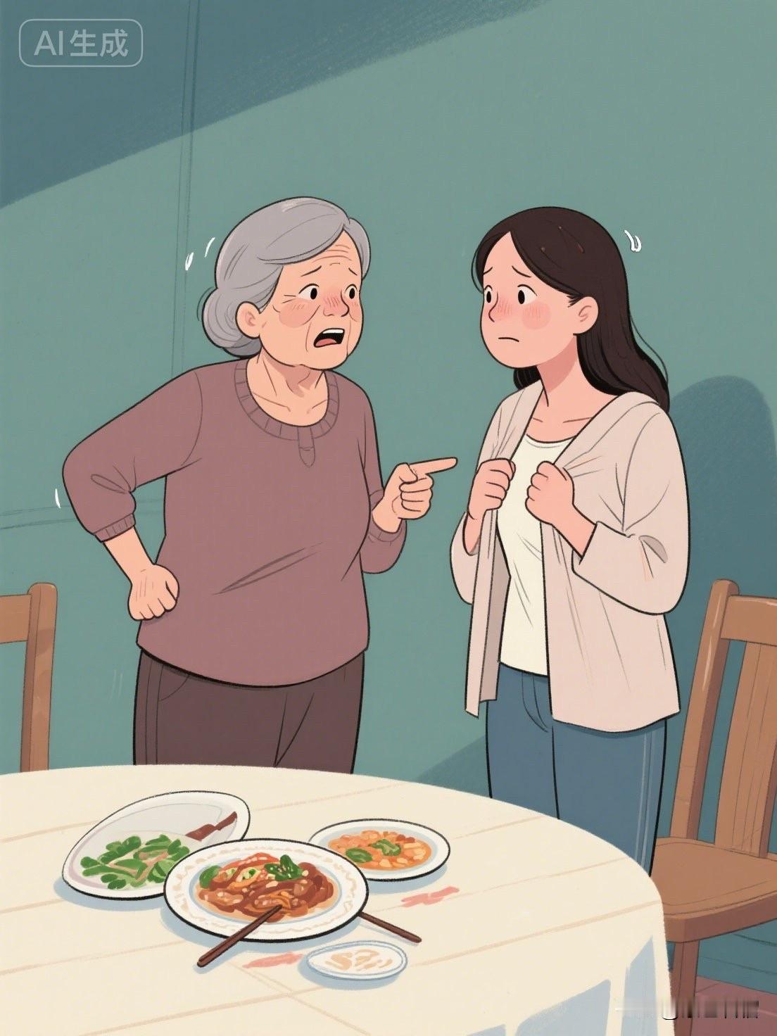 刚出月子，我妈给我送了只土鸡。喝完鸡汤，婆婆往剩下的鸡肉里添了点水接着煮，又端给