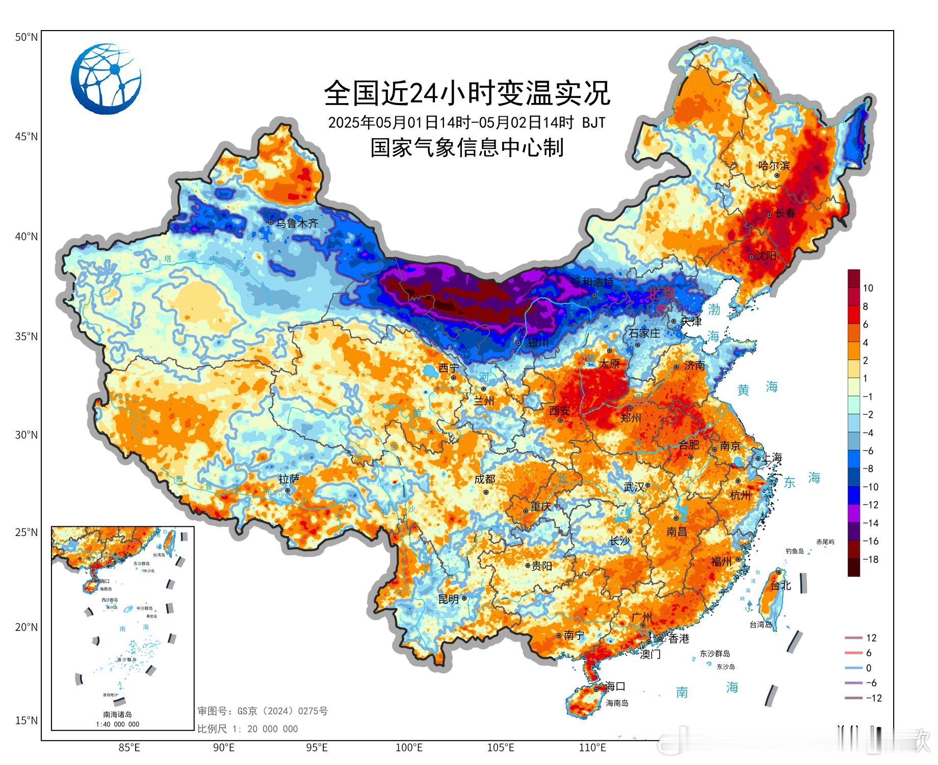 【降温】今天因为冷空气影响，内蒙古西部和甘肃西部的部分地区出现10-16℃降温。