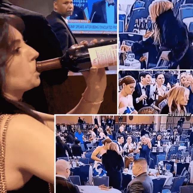 白宫枪响之后有美女大口饮酒、压惊呢就在那天，白宫枪响之后，被人拍下的照片中，惊