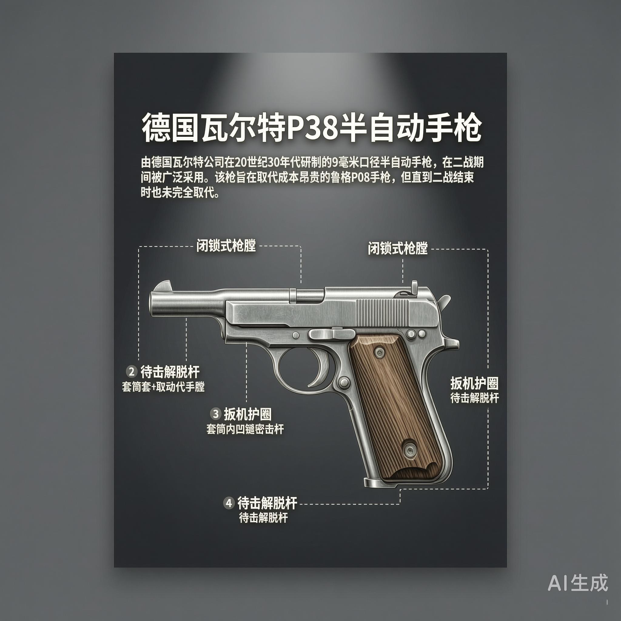 军事ai新视野德国瓦尔特P38手枪瓦尔特P38手枪是由德国瓦尔特公司在20世纪