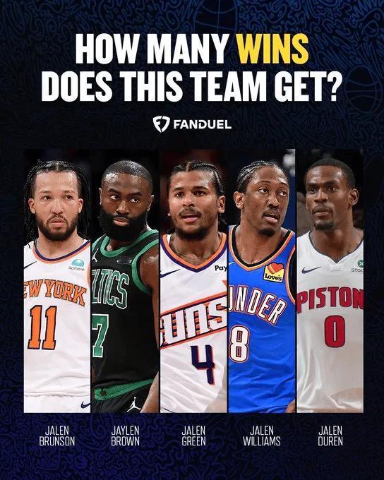 杰伦组一队，能不能夺冠？第六人：杰伦-格林PG：杰伦-布伦森SG：杰伦-布