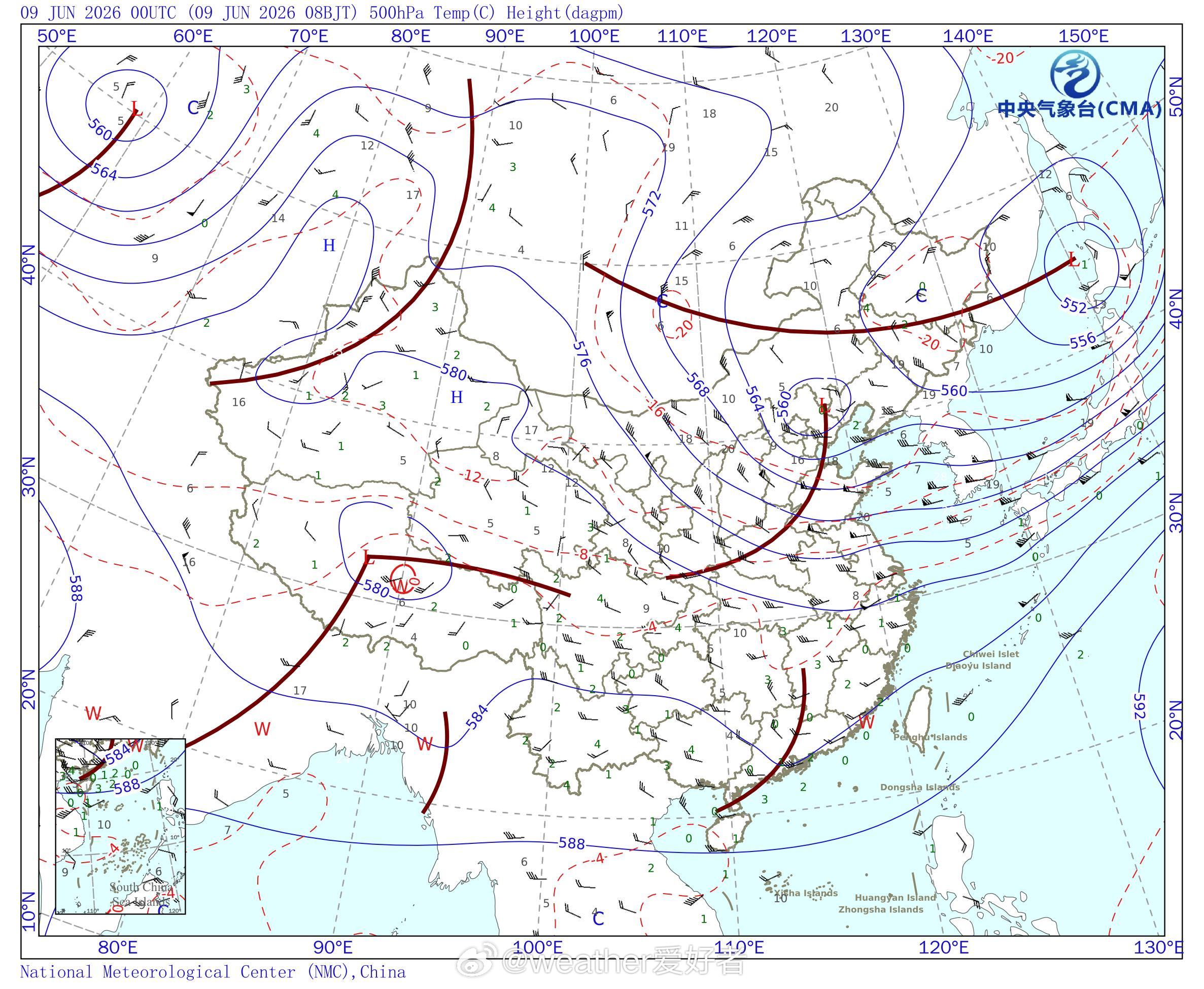 气象观察团今天，冷涡后部的冷空气继续南下中，低空偏北风推动低涡切变线系统南移，