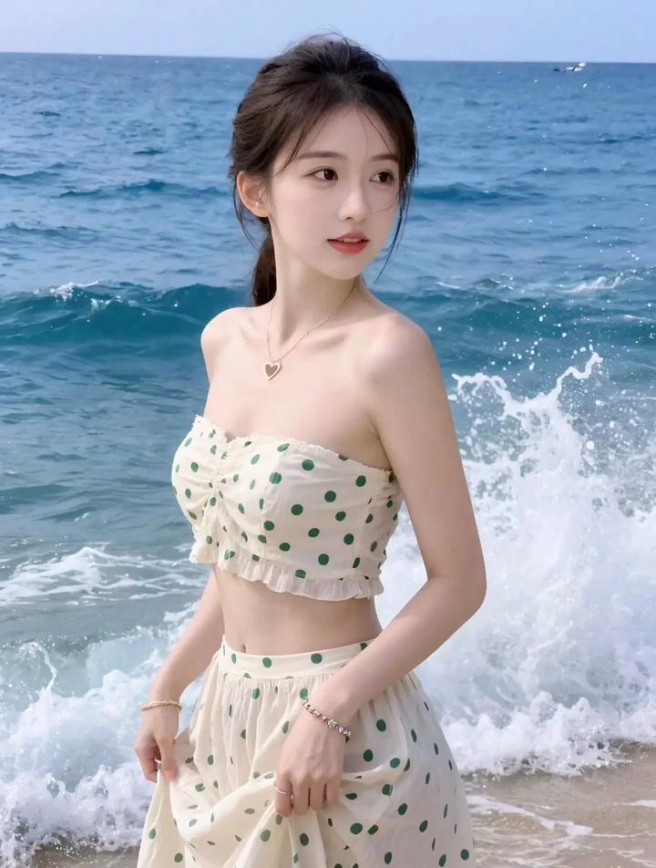 碧海潮生处，美人立如画。