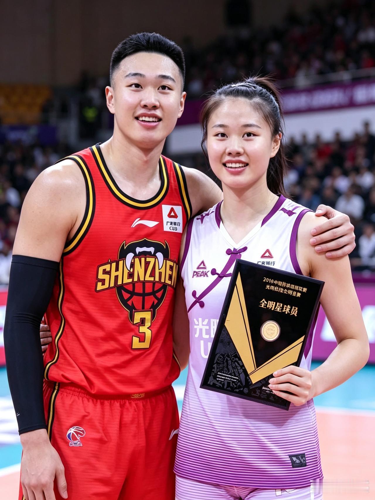 恭喜CBA联赛MVP贺希宁牵手中国女排队队长龚翔宇，相约名古屋亚运会赛场。真