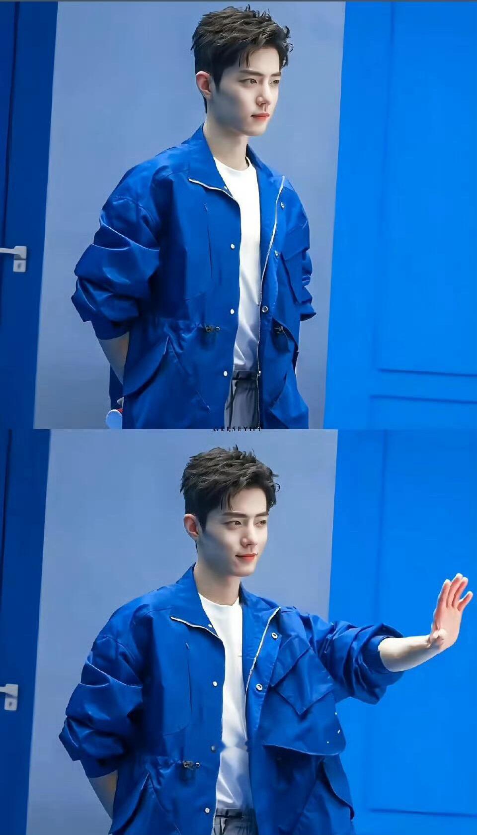wk，不行了，这是啥时候的肖战？蓝衣造型也太嫩太帅了吧…