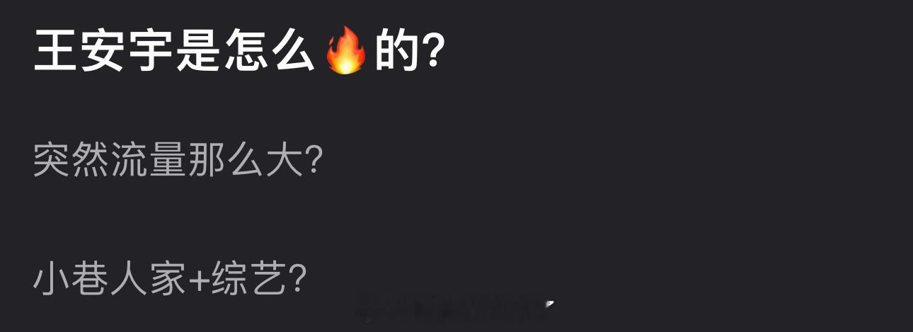 王安宇是怎么🔥起来的？怎么突然流量那么大？是小巷人家+综艺吗？