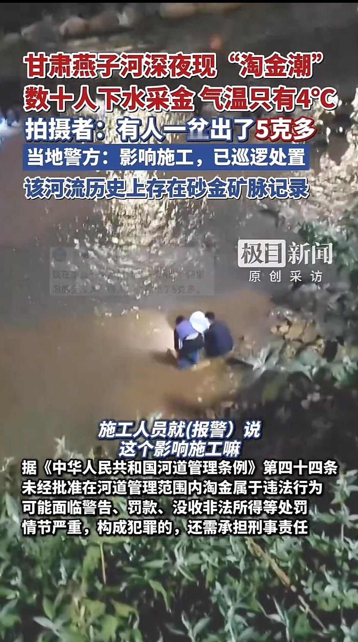 甘肃陇南康县的燕子河最近可热闹了，一场“寒夜淘金潮”上演。11月2日有网友发视频