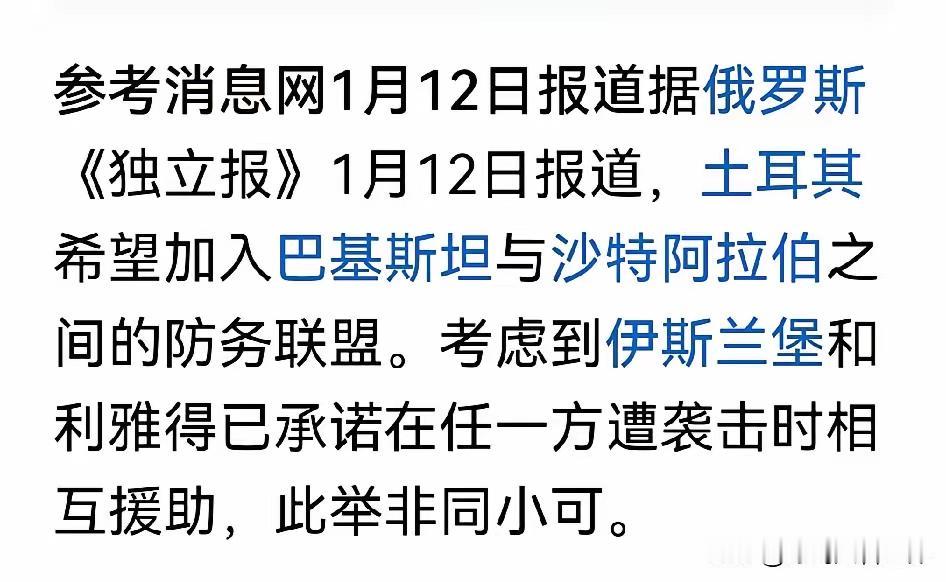 沙特，巴基斯坦与土耳其组成中东联盟，表面上为了对付以色列，但实际上，土耳其的主要