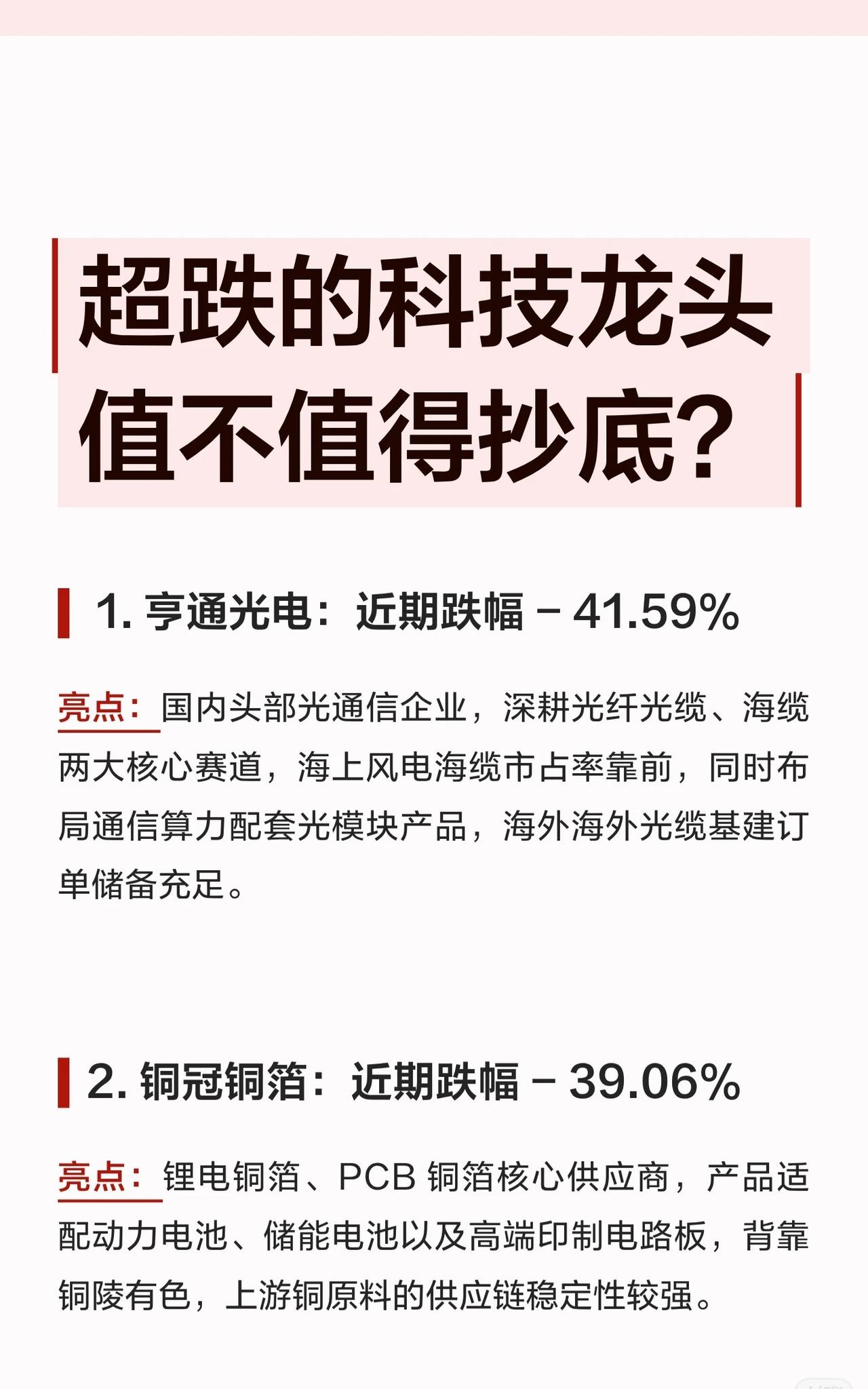 🔥超跌的科技龙头，现在能抄底了吗？这18家公司值得关注！近期科技股经历了一