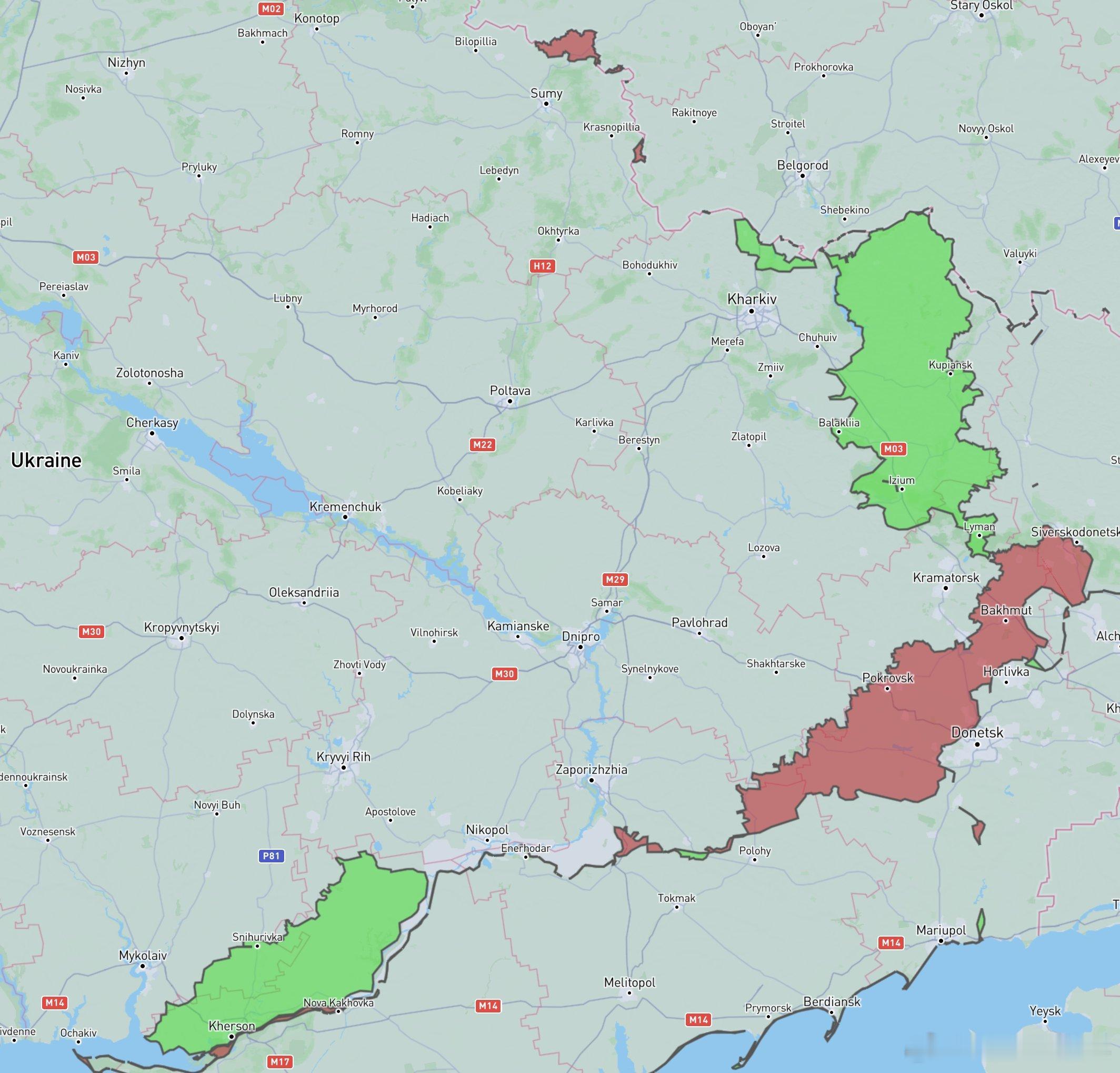 2022年7月以后，乌军和大递地盘的得失。大递的收获并不象感觉上的那么大。烽火问