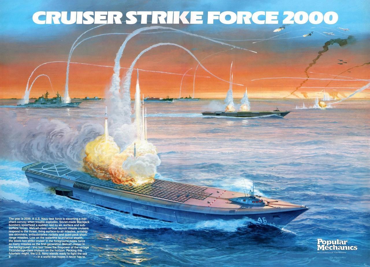 这是一幅1988年美国《大众机械》杂志刊载的科幻军事插画，名为“2000年