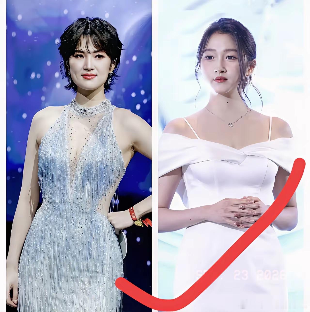 当姚安娜和关晓彤站一起的时候，​我终于发现了姚安娜身上的问题了。​姚安娜和关晓彤两人是差不多大的，也