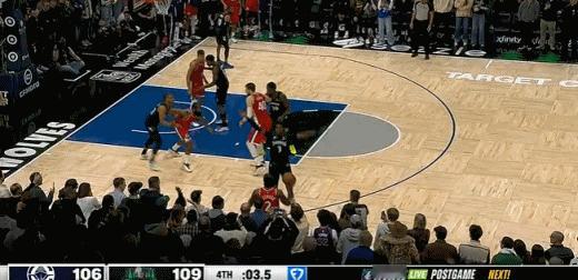 哈登底角扳平三分，差一点！