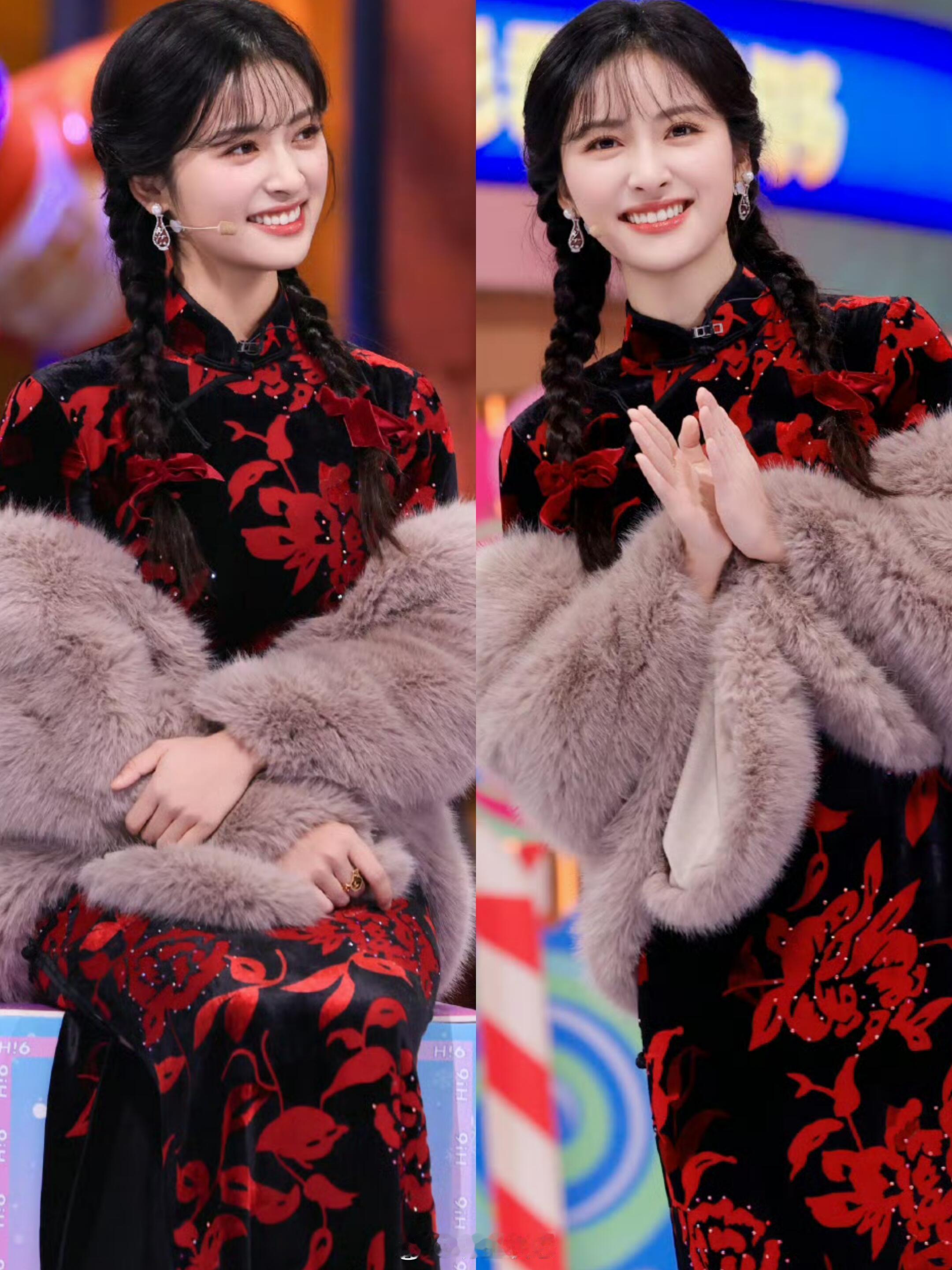 沈月双马尾旗袍造型，又美出新高度了！