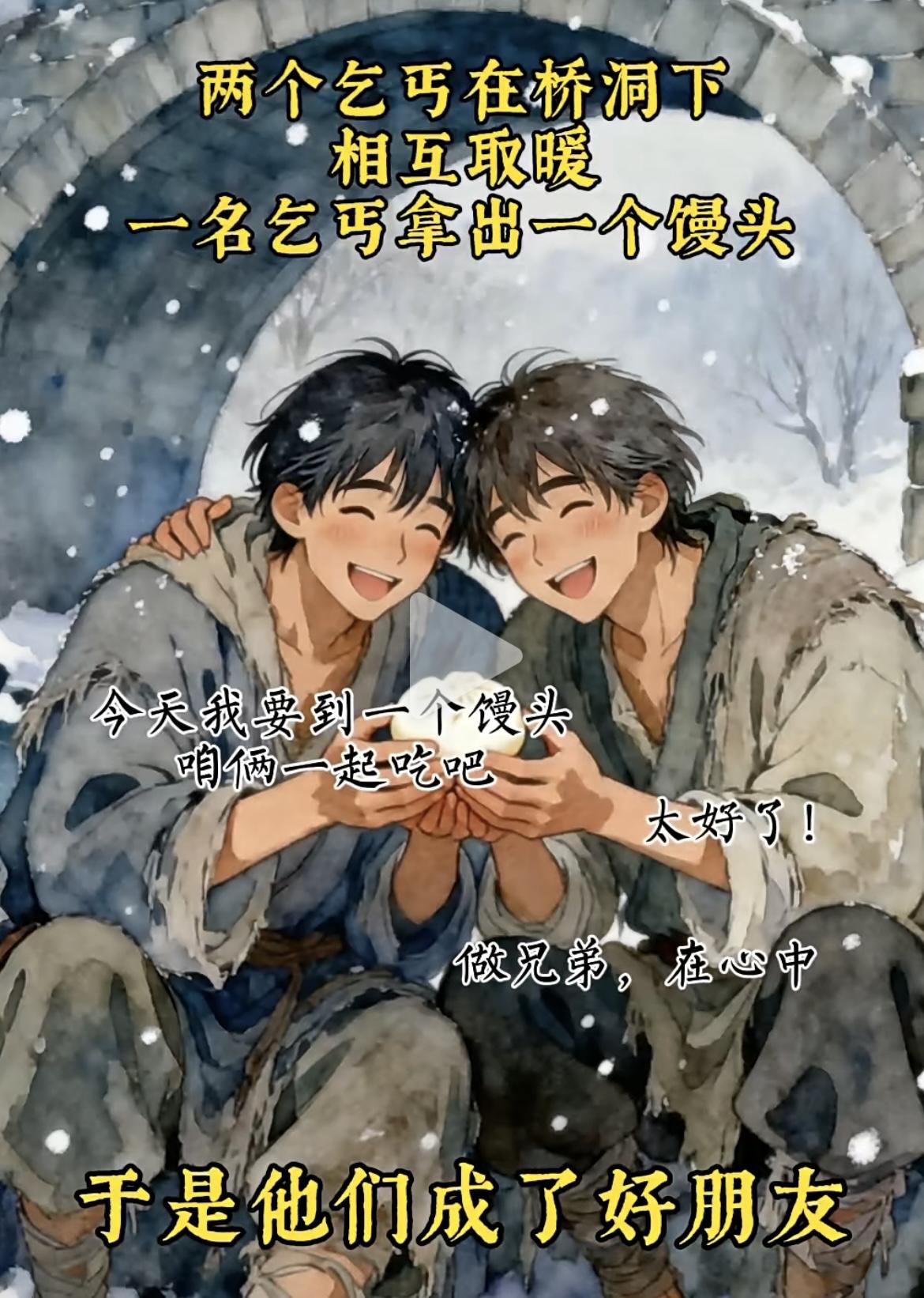 “两个乞丐，没钱的时候，那友谊可天长地久，一次意外捡到一钱包，两个大大出手，友