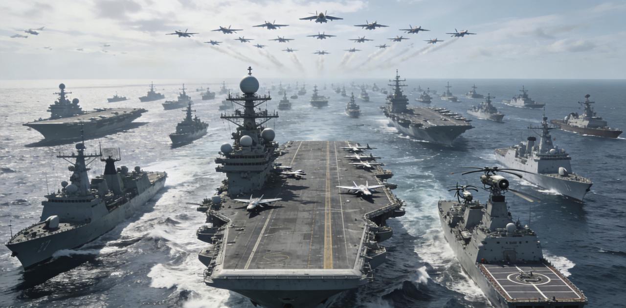 中：东海这边百舰列阵，练练协同攻防。美：搞这么大阵仗，想威慑谁？中：自家海域