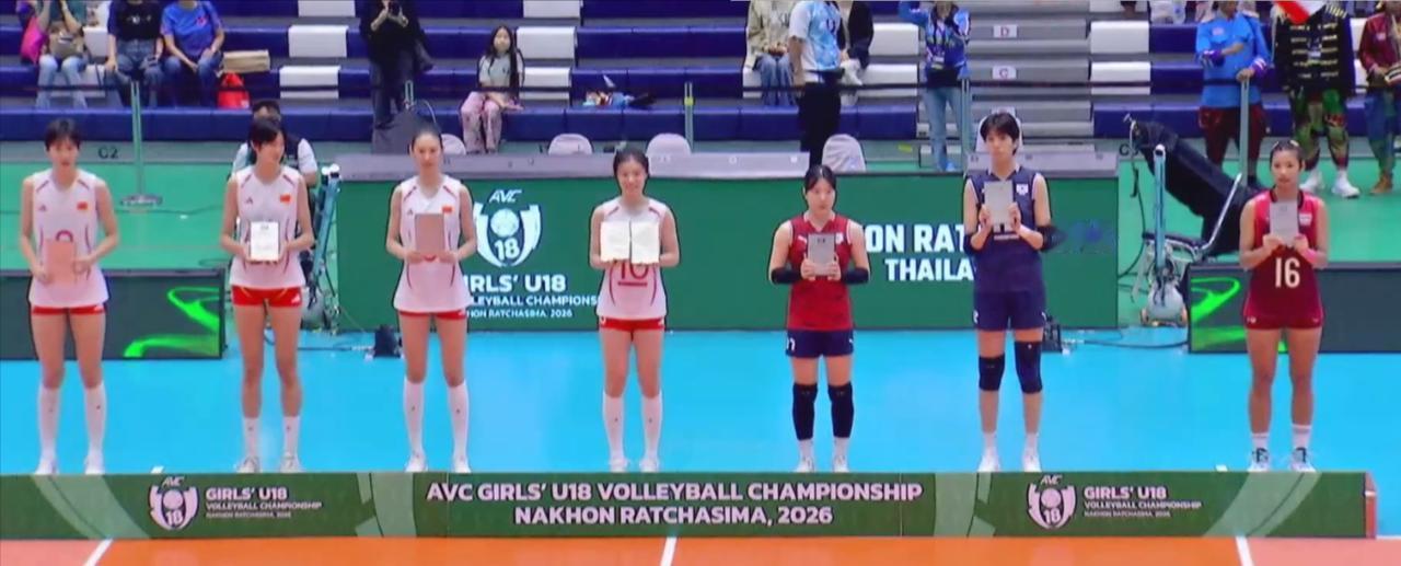 非常稀有，中国队二传拿U18女排亚锦赛MVP，长得眉清目秀。刚刚，中国U18女