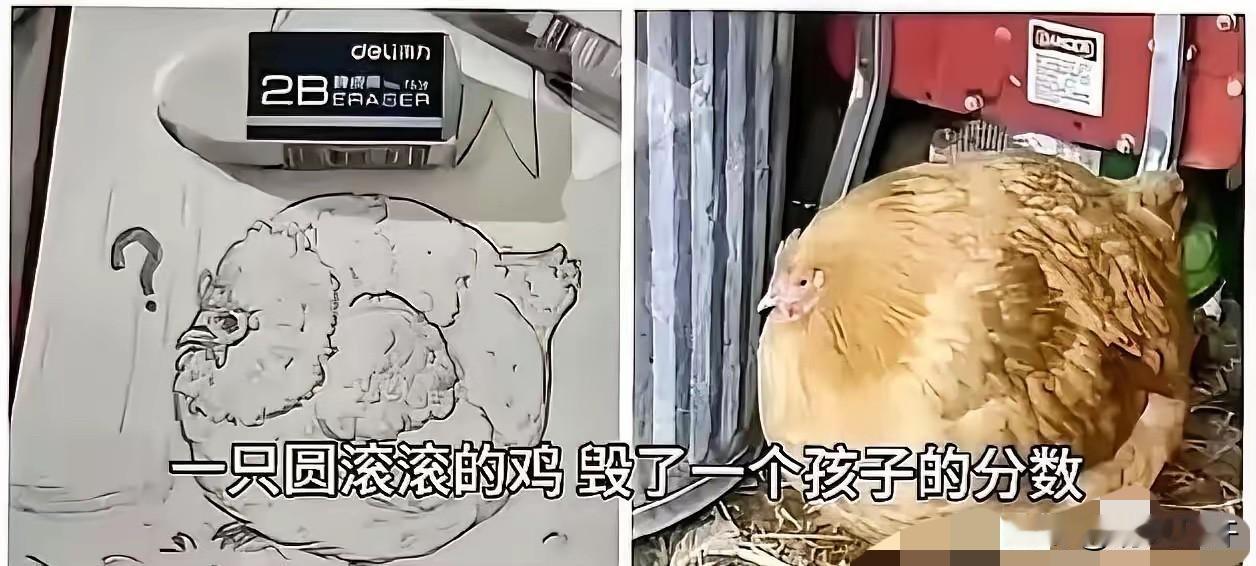 佛山一名小女孩画了一只圆乎乎的“胖球鸡”，却被美术老师判定考试不合格，没想到家长