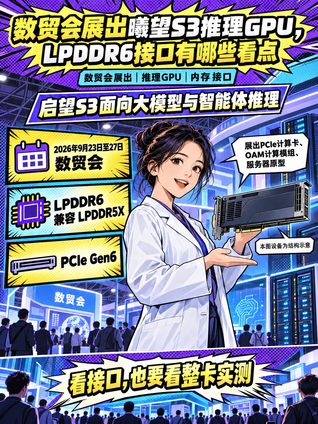 数贸会展出曦望S3推理GPU，LPDDR6接口有哪些看点GPU有算力，模型回